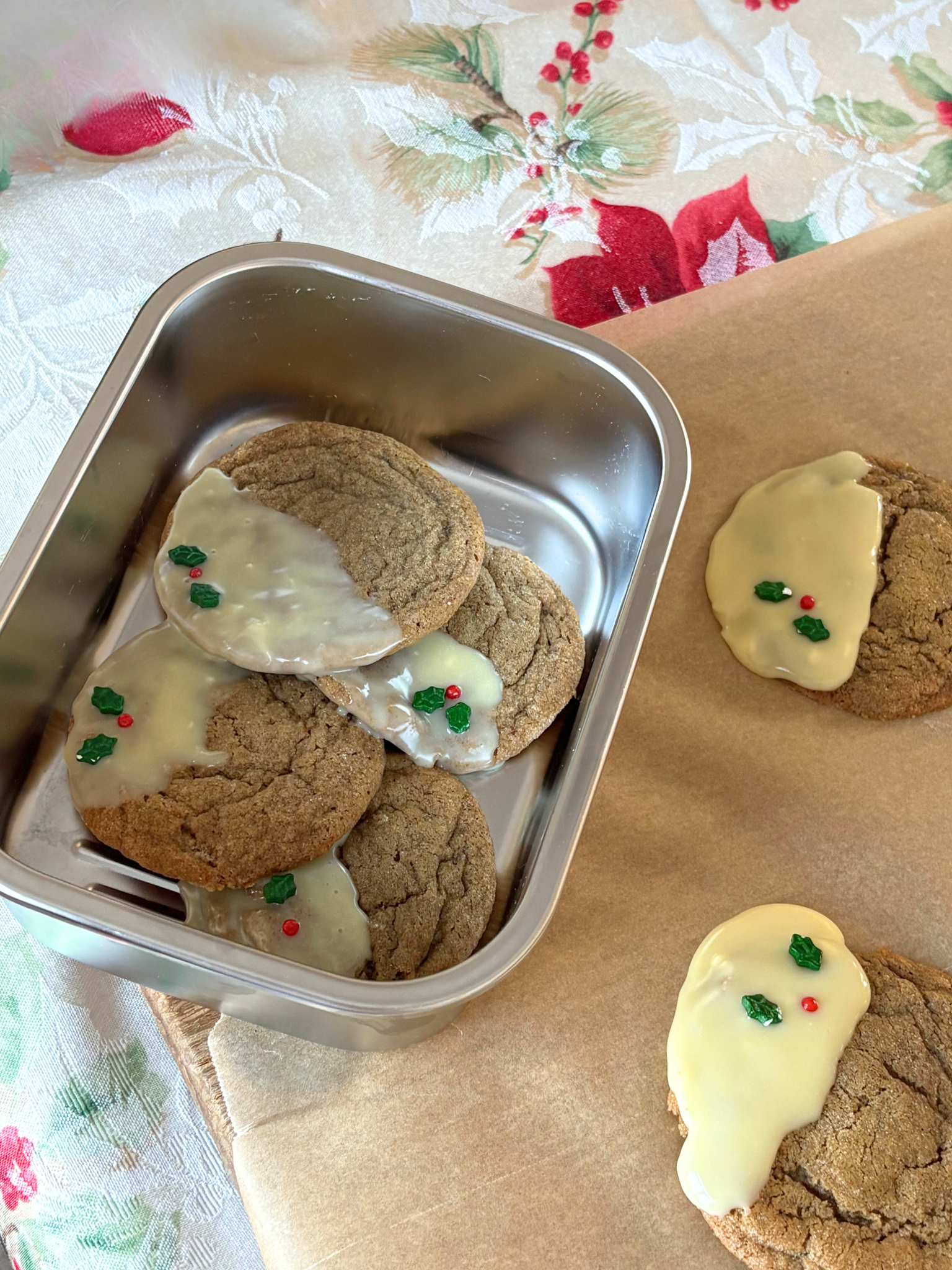 Molasses Cookies with White Chocolate Dip